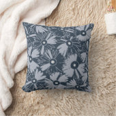 Retro Wildflower & Diamond Grid Reversible Navy クッション (ブランケット)