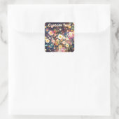 Retro Wildflower Floral Pattern Custom スクエアシール (バッグ)