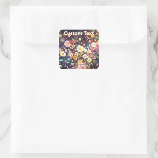 Retro Wildflower Floral Pattern Custom スクエアシール (バッグ)