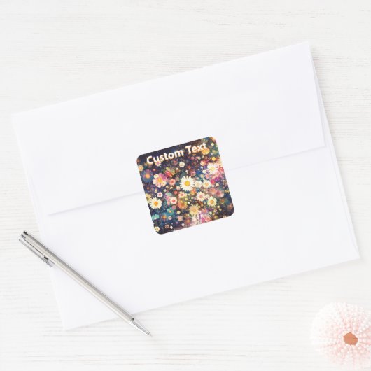 Retro Wildflower Floral Pattern Custom スクエアシール (封筒)