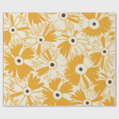 Retro Wildflower Large Scale Floral Goldenrod ラッピングペーパー (フラット)