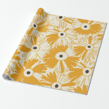 Retro Wildflower Large Scale Floral Goldenrod