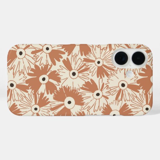 Retro Wildflower Large Scale Floral Terracotta Case-Mate iPhoneケース (裏面 (横))
