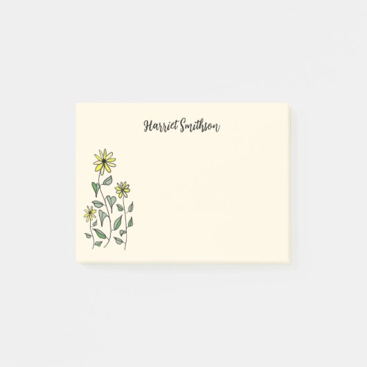 Retro Wildflowers Personalized Boho Botanical ポストイット (正面)