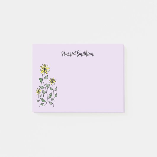 Retro Wildflowers Personalized Lilac Lavender ポストイット (正面)