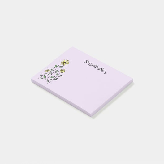 Retro Wildflowers Personalized Lilac Lavender ポストイット (アングル)