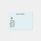 Retro Wildflowers Personalized Pastel Sky Blue ポストイット (正面)