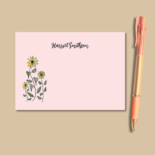 Retro Wildflowers Personalized Pink Botanical ポストイット