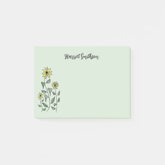 Retro Wildflowers Personalized Sage Botanical ポストイット (正面)