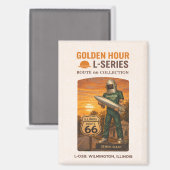 Retro Wilmington Illinois Route 66 Landmark Art マグネット (正面/裏面)