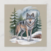 Retro Winter Wolf Watercolor 90's Wilderness Natur 招待状 (正面)