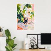 Retro Wirehaired Pointing Griffon Poster ポスター (ホームオフィス)