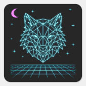 Retro Wolf Synthwave - Neon Night Howler スクエアシール (正面)