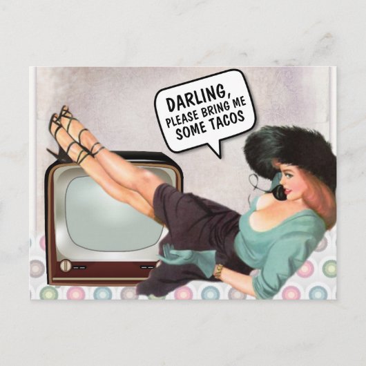 RETRO WOMAN TACOS POSTCARDS ポストカード (正面)