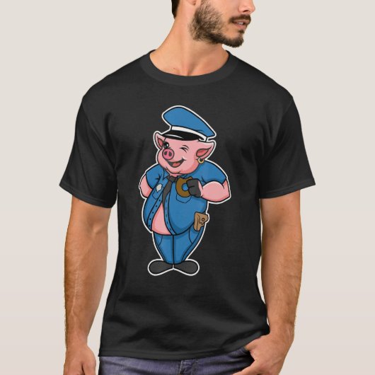 Retro Women Mens Pig Cop, Farm Animal Lover, I Lov Tシャツ (正面)
