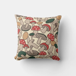 Retro Woodland Mushroom Foraging クッション