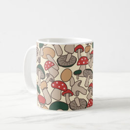 Retro Woodland Mushroom Foraging コーヒーマグカップ