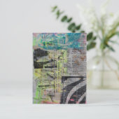 Retro Woodworking Abstract mixed media collage  ポストカード (スタンド正面)