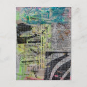 Retro Woodworking Abstract mixed media collage  ポストカード (正面)