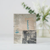 Retro Woodworking Intro Mixed Media Collage  ポストカード (スタンド正面)