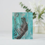 Retro Woodworking Man on a Blue Background ポストカード (スタンド正面)