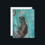 Retro Woodworking Man on a Blue Background ポストカード<br><div class="desc">A random collage of vintage textbook papers and a vintage woodworking image from a book from 1950 with a blue background</div>