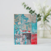 Retro Woodworking Man Woman Flowers Collage  ポストカード (スタンド正面)