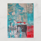 Retro Woodworking Man Woman Flowers Collage  ポストカード (正面)