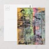 Retro Woodworking Men Mixed Media Collage  ポストカード (正面/裏面)