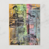 Retro Woodworking Men Mixed Media Collage ポストカード (正面)