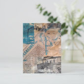 Retro Woodworking mixed media collage  ポストカード (スタンド正面)