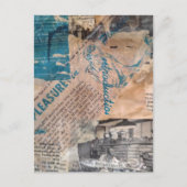 Retro Woodworking mixed media collage  ポストカード (正面)