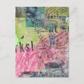 Retro Woodworking mixed media collage colorful ポストカード (正面)