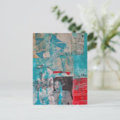 Retro Woodworking Woman and Man Collage  ポストカード (スタンド正面)