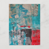 Retro Woodworking Woman and Man Collage  ポストカード (正面)