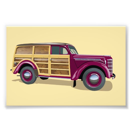 Retro woody wagon delivery truck  フォトプリント            (正面)