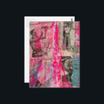 Retro Working Men on a Pink Background ポストカード<br><div class="desc">A random collage of vintage textbook papers and a vintage woodworking images from a book from 1950 with a hot pink background</div>