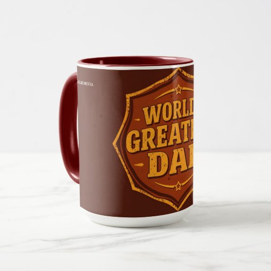 Retro World's Greatest Dad Badge Mug | Customizabl マグカップ (正面左)
