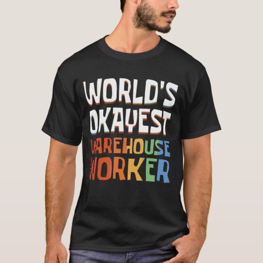 Retro World's Okayest Warehouse Worker Tシャツ (正面)