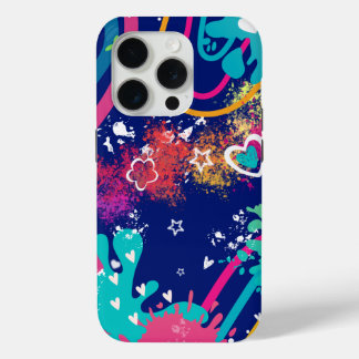 Retro Y2K Abstract Splatter Art Colorful Graphic iPhone 15 Proケース