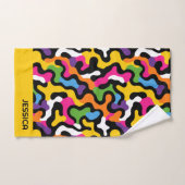 Retro y2k Aesthetic Abstract Swirls Colorful Name バスタオルセット (ハンドタオル)