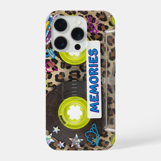 Retro Y2K Cassette Tape 1980s Leopard Print aesthe iPhoneケース (裏面)
