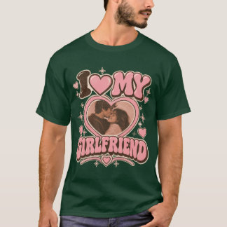 Retro Y2K "I Love My Girlfriend" Custom Heart Phot Tシャツ