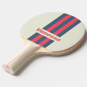 Retro Yacht Club Pin Striped with Name 卓球ラケット (正面アングル)