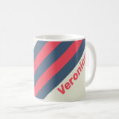 Retro Yacht Club Stripes with Name コーヒーマグカップ (正面右)