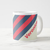 Retro Yacht Club Stripes with Name ジャンボコーヒーマグカップ (正面右)