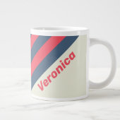Retro Yacht Club Stripes with Name ジャンボコーヒーマグカップ (右)