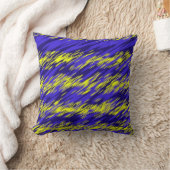 Retro Yellow and blue Abstract stripes geometric  クッション (ブランケット)