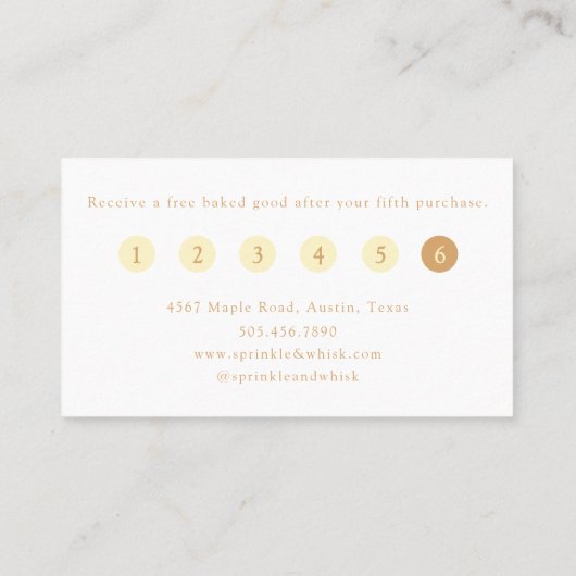 Retro Yellow And Orange Heart Bakery Loyalty  名刺 (裏面)