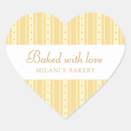 Retro Yellow And Orange Heart Stripes Bakery ハートシール